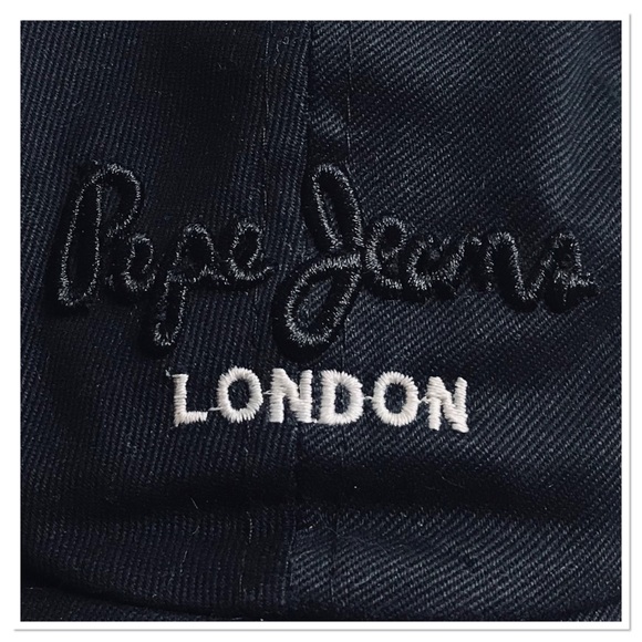 Pepe Jeans London Cap Hat Black White Embroidered Front Adjustable Back One Size - Picture 2 of 7
